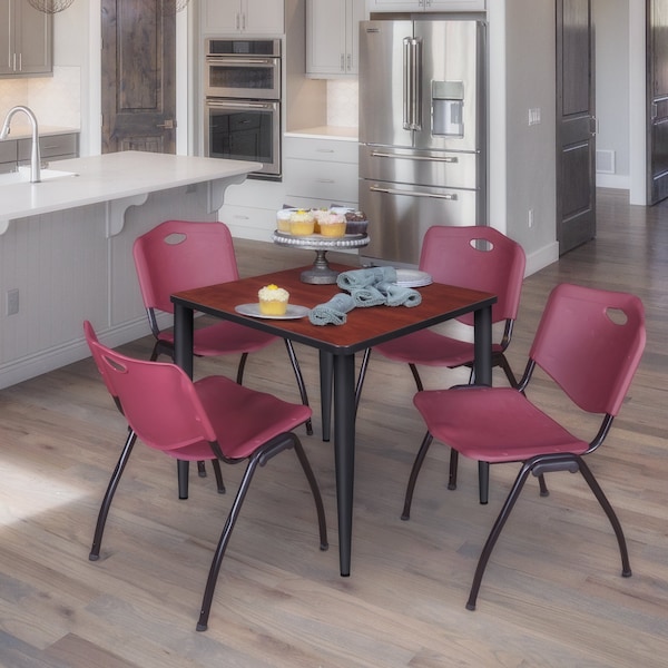 Regency Kahlo Square Table & Chair Sets, 30 W, 30 L, 29 H, Wood, Metal, Plastic Top, Cherry TPL3030CHBK47BY - main